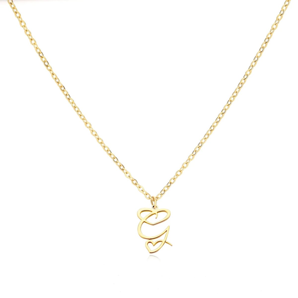 Delicate Heart Initial Pendant Necklace