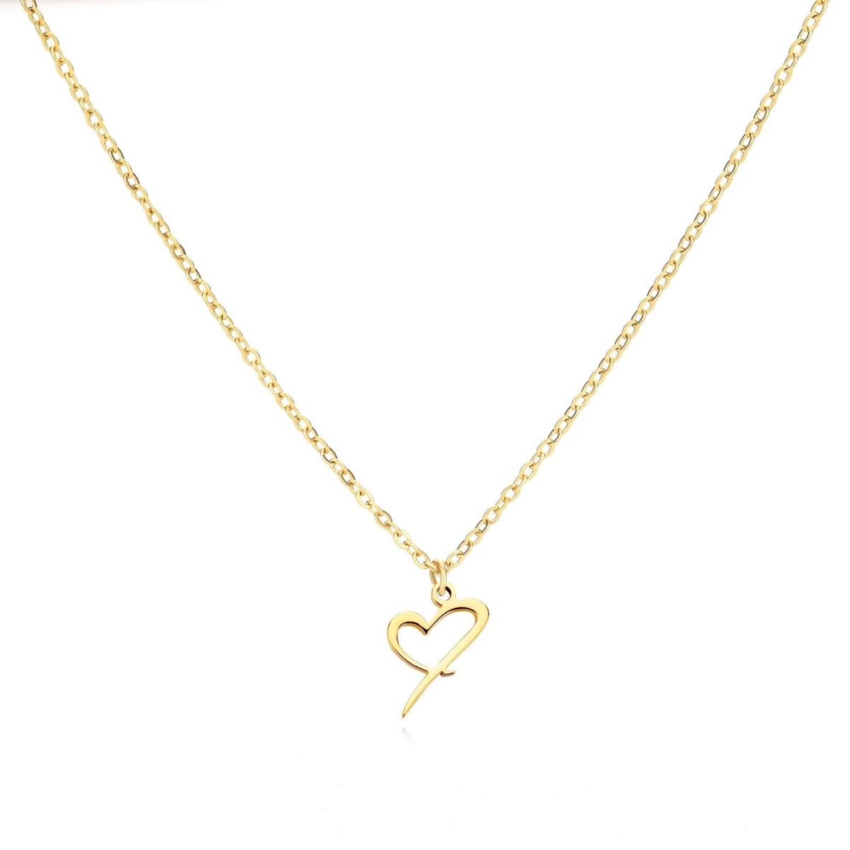 Delicate Heart Initial Pendant Necklace