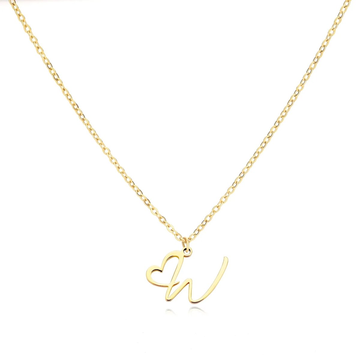 Delicate Heart Initial Pendant Necklace
