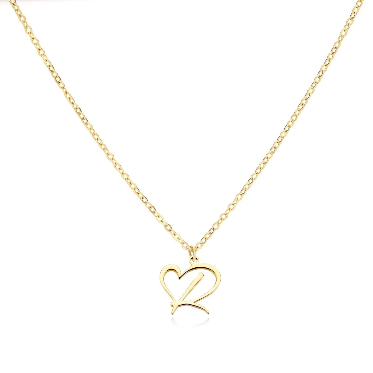 Delicate Heart Initial Pendant Necklace