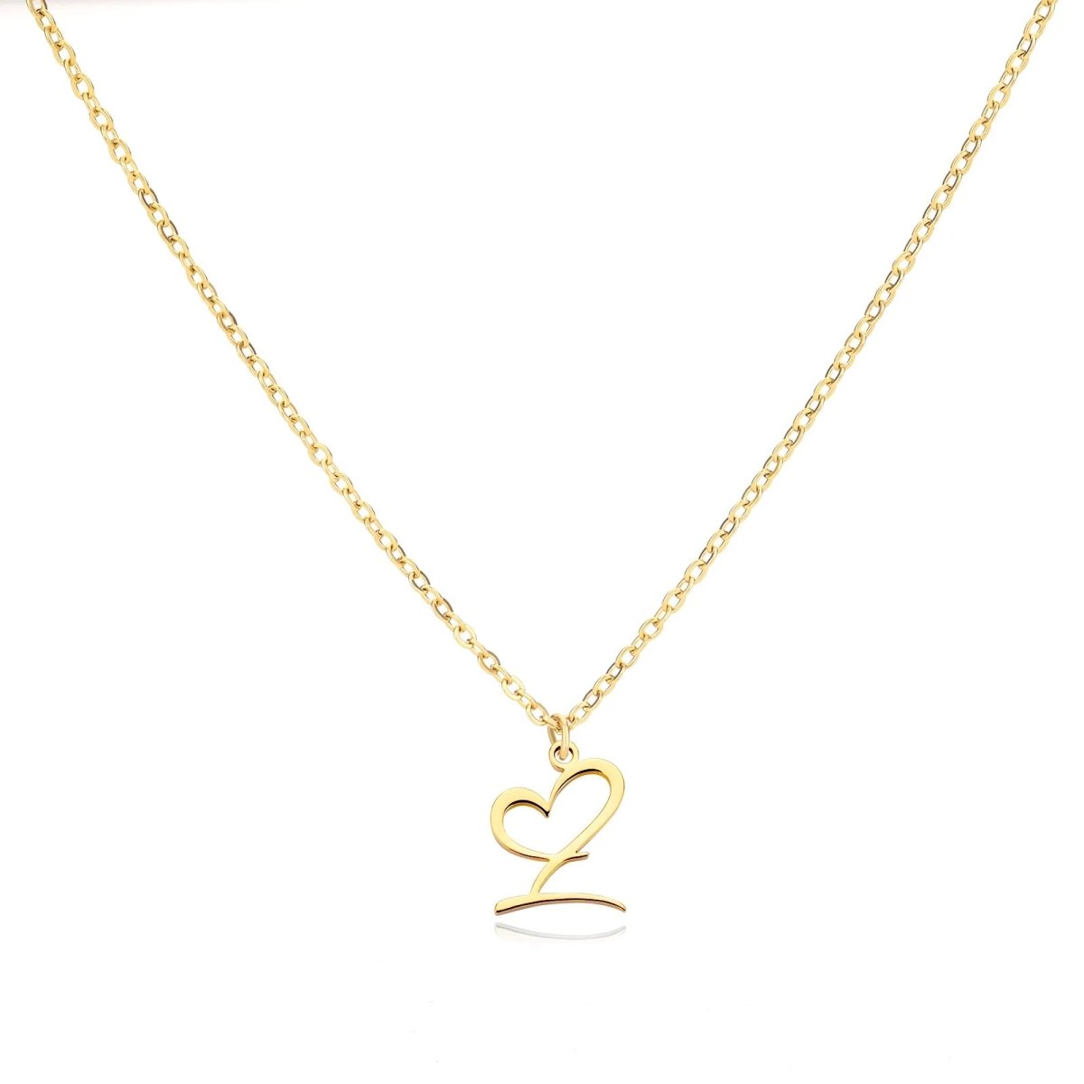 Delicate Heart Initial Pendant Necklace