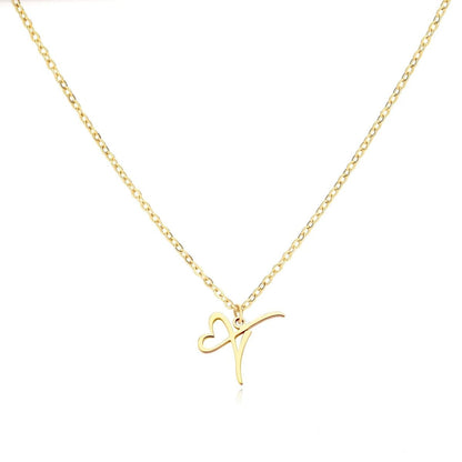 Delicate Heart Initial Pendant Necklace