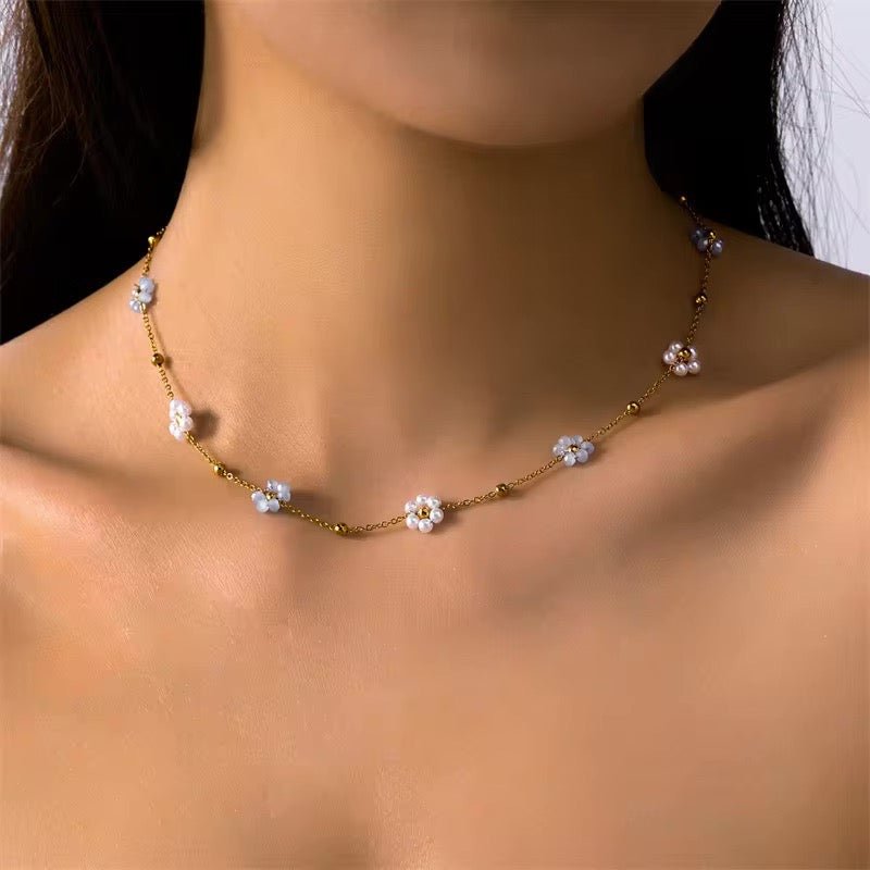 Delicate Flower Necklace and Bracelet Set