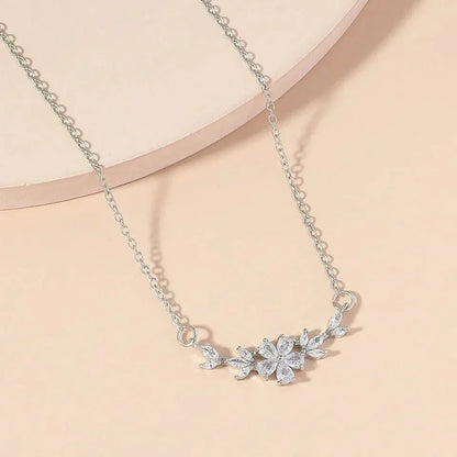 Delicate Flower Pendant Diamond Necklace