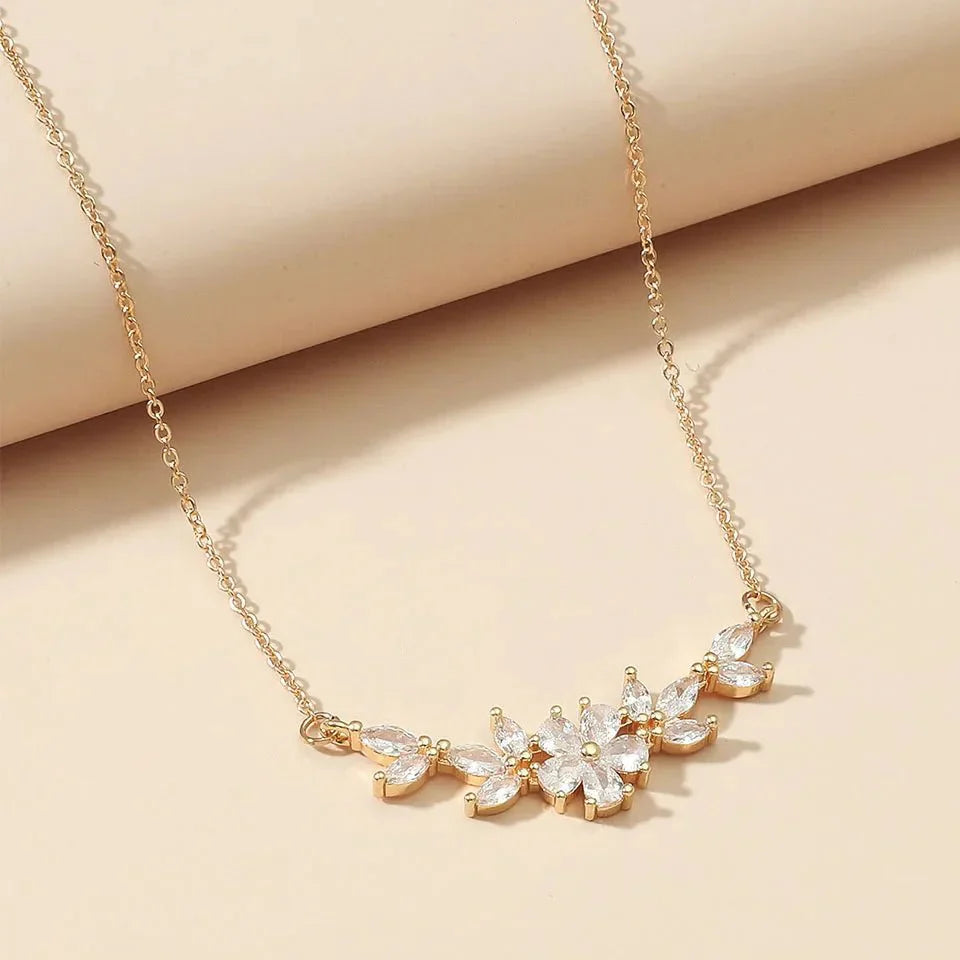 Delicate Flower Pendant Diamond Necklace - Halri