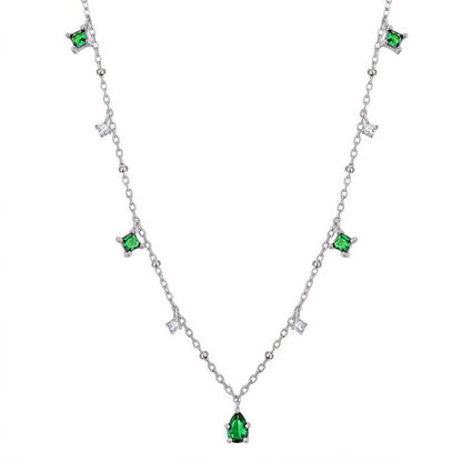 Delicate Green Teardrop Pendant Necklace