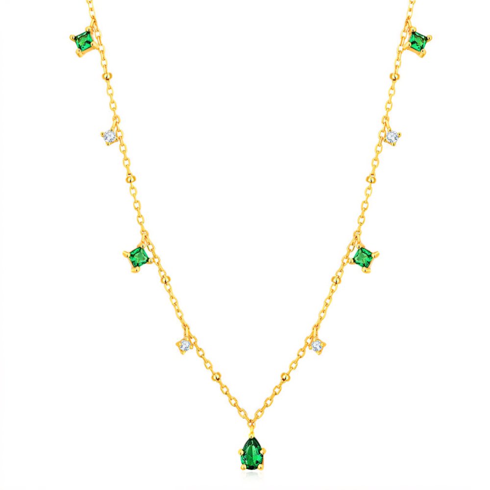 Delicate Green Teardrop Pendant Necklace - Halri