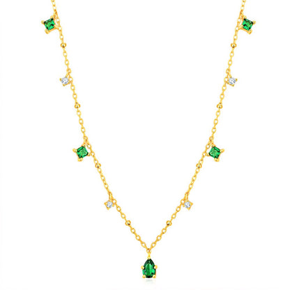 Delicate Green Teardrop Pendant Necklace - Halri