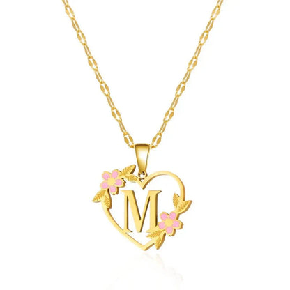 Delicate Flower Heart Monogram Necklace