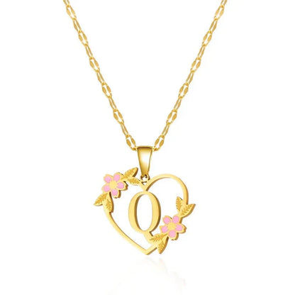 Delicate Flower Heart Monogram Necklace