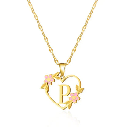 Delicate Flower Heart Monogram Necklace