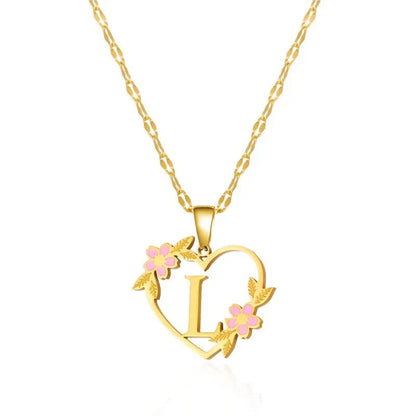 Delicate Flower Heart Monogram Necklace