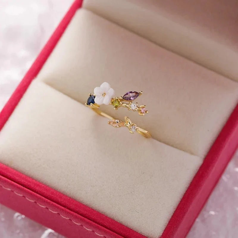 Delicate Flower Diamond Accent Ring - Halri