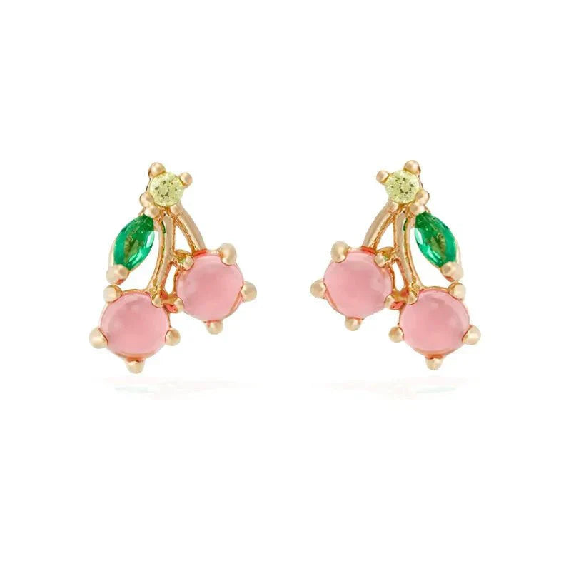 Tiny Fruit Circle & Dot Earrings