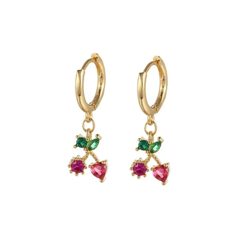 Tiny Fruit Circle & Dot Earrings