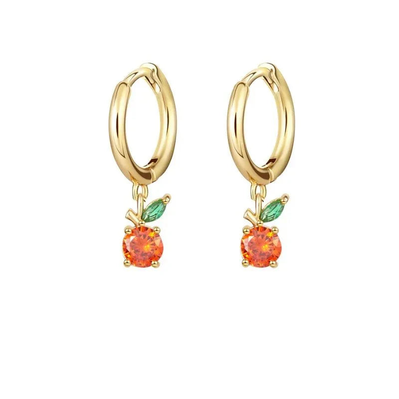 Tiny Fruit Circle & Dot Earrings