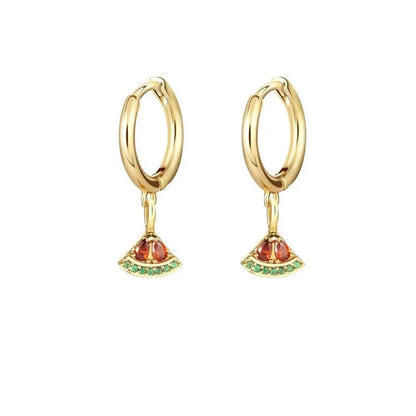 Tiny Fruit Circle & Dot Earrings