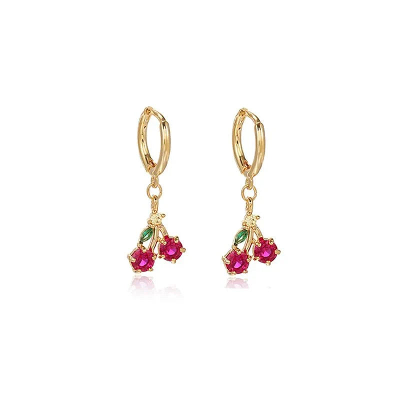 Tiny Fruit Circle & Dot Earrings