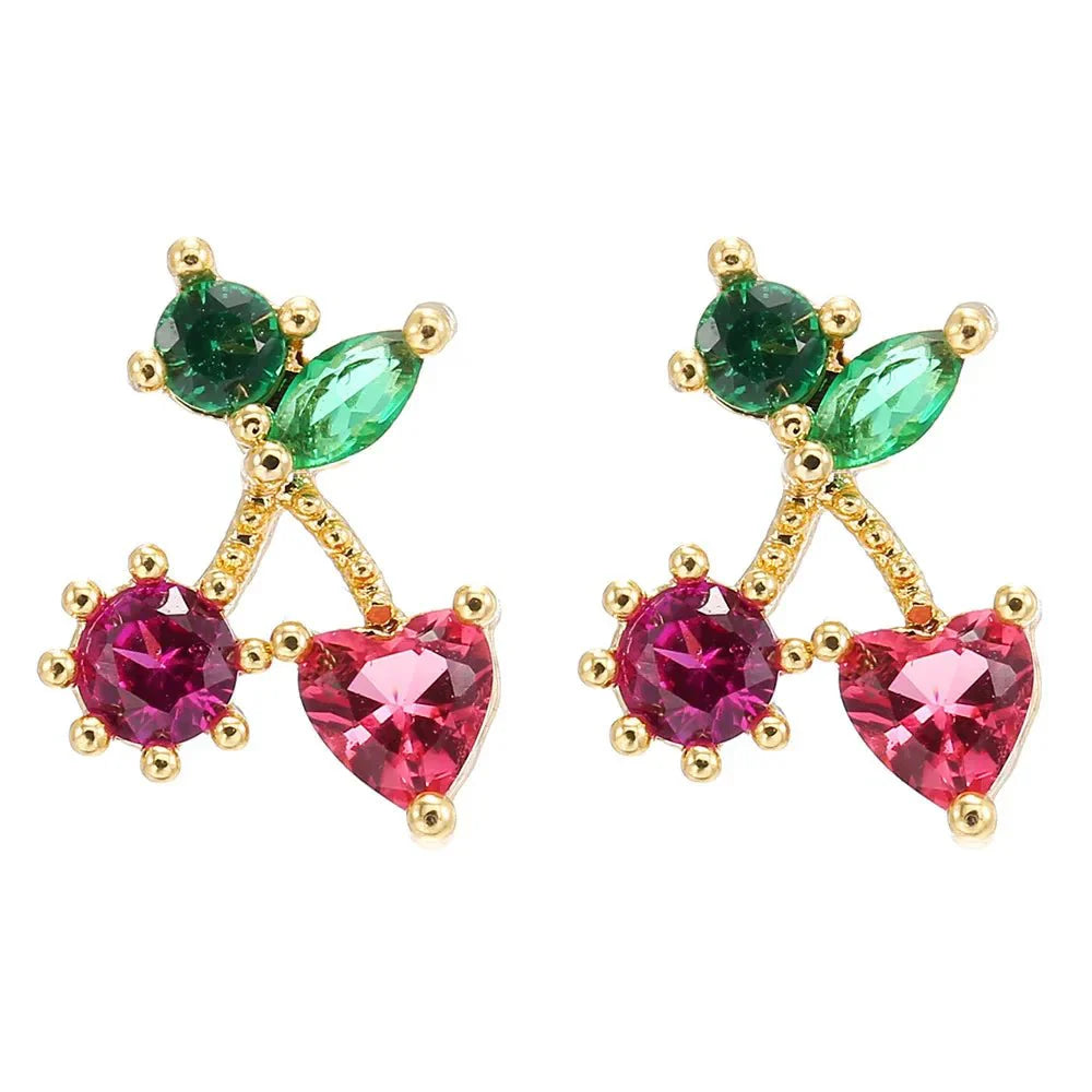 Tiny Fruit Circle & Dot Earrings