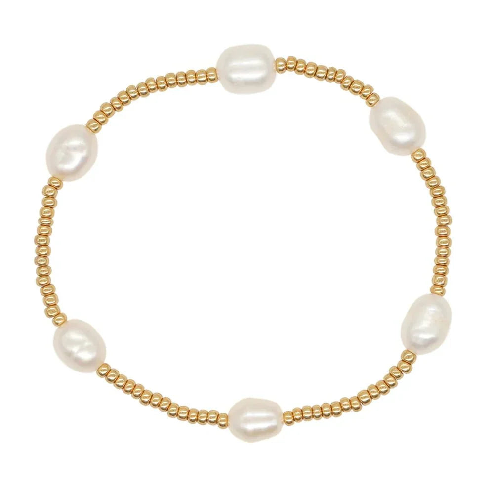 Elegant Gold Pearl Beaded Women's Bracelet