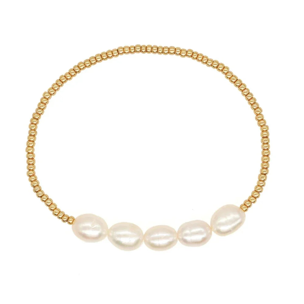 Elegant Gold Pearl Beaded Women's Bracelet