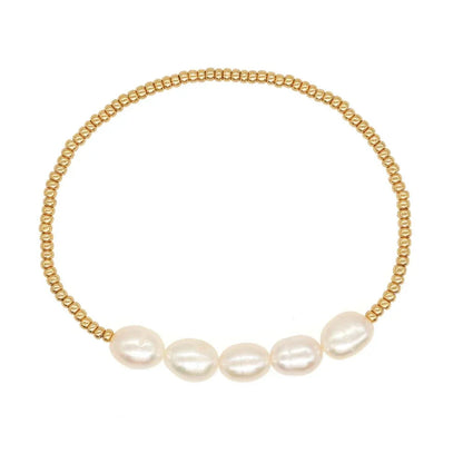 Elegant Gold Pearl Beaded Women's Bracelet