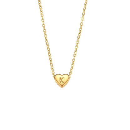 Simple Heart Initial Pendant Necklace