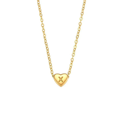Simple Heart Initial Pendant Necklace