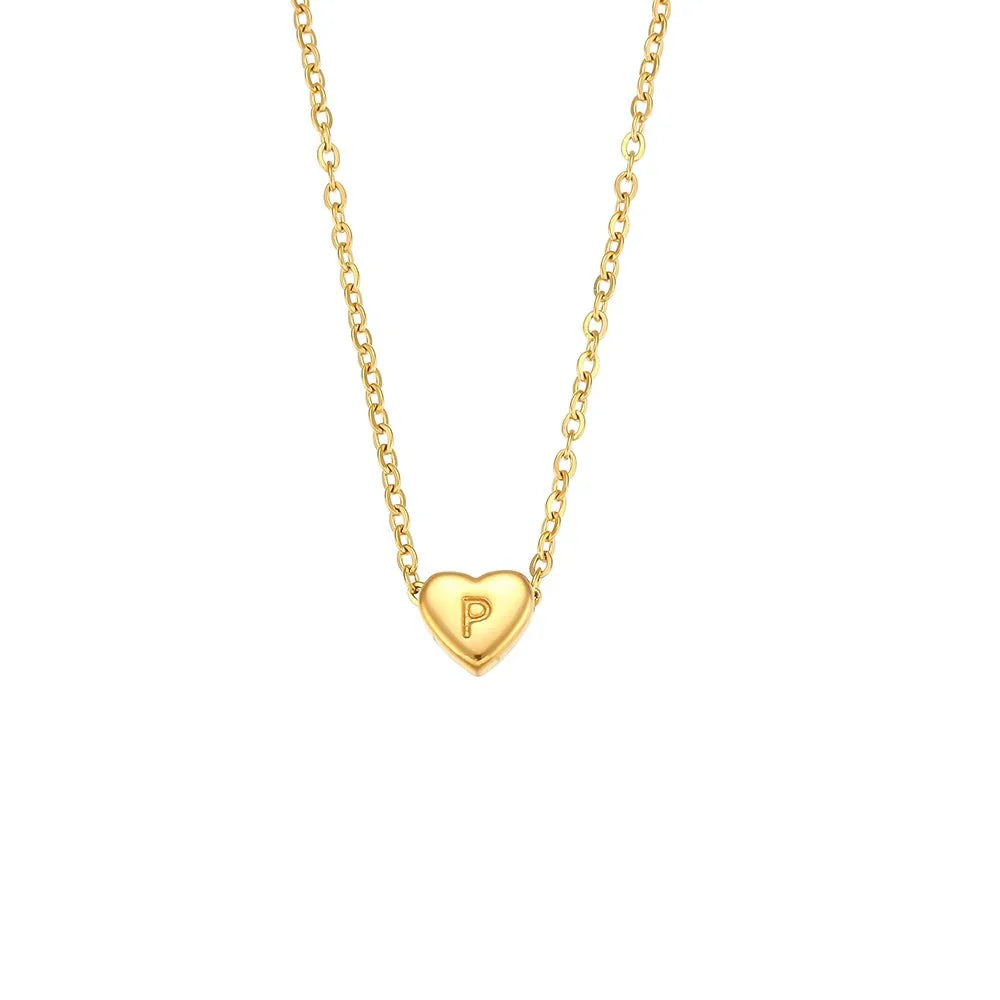 Simple Heart Initial Pendant Necklace
