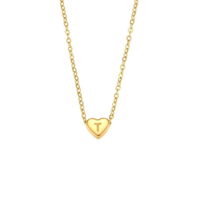 Simple Heart Initial Pendant Necklace