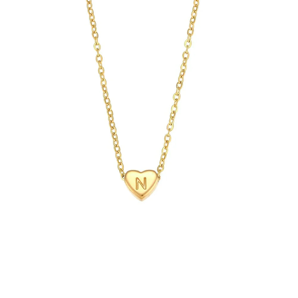 Simple Heart Initial Pendant Necklace