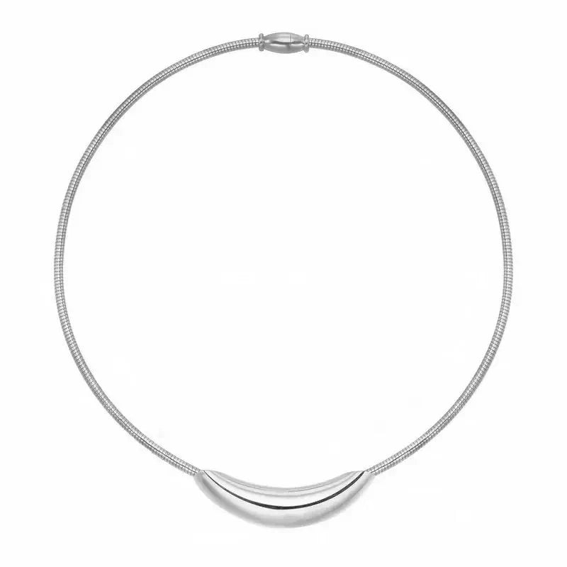 Delicate Silver Curved Choker Necklace