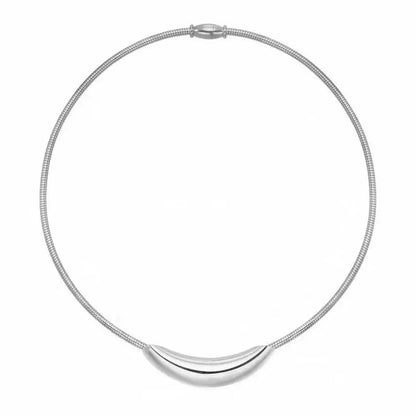 Delicate Silver Curved Choker Necklace