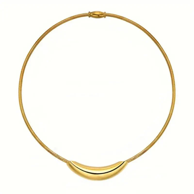Delicate Silver Curved Choker Necklace - Halri