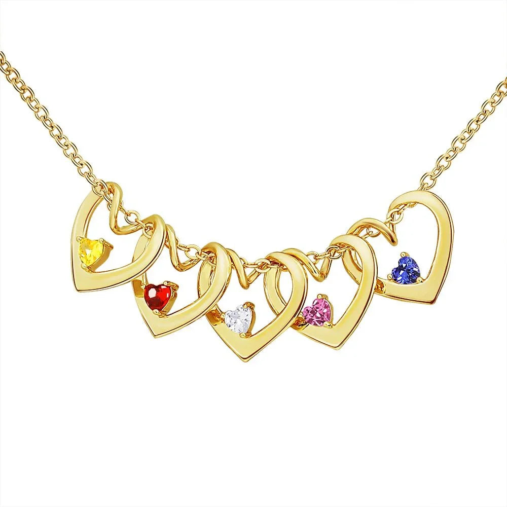 Delicate Birthstone Heart Pendant Necklace and Bangle