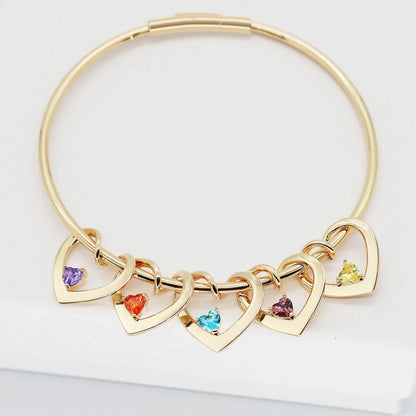 Delicate Birthstone Heart Pendant Necklace and Bangle