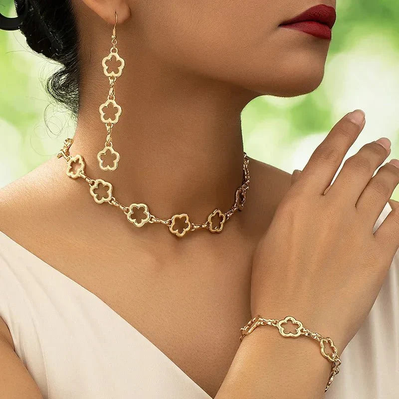 Delicate Floral Charm Jewelry Set - Halri