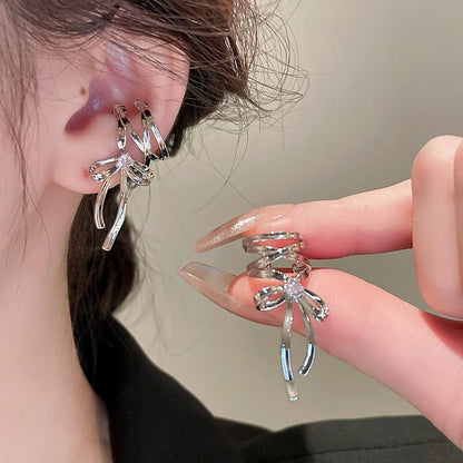 Delicate Bow Ribbon Earring Cuff - Halri