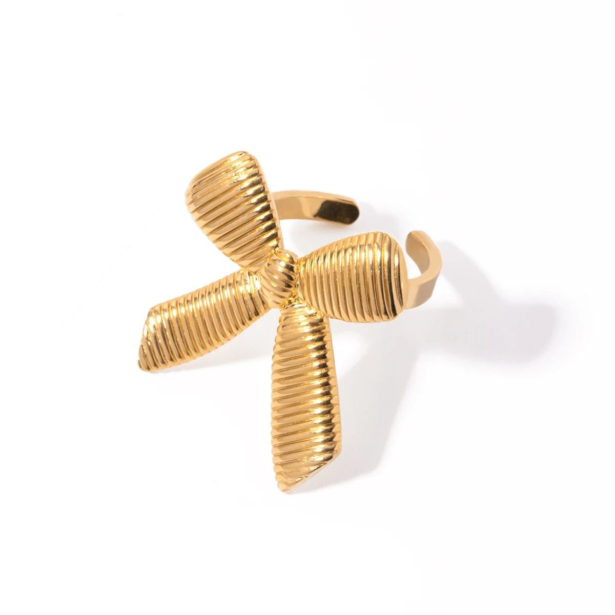 Delicate Stripe Bow Fashion Ring and Earrings