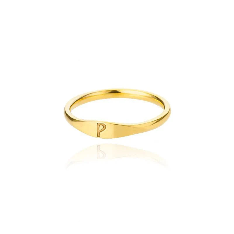 Delicate Slim Initial Letter Ring