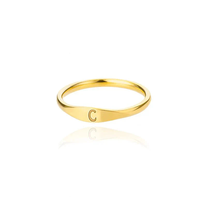 Delicate Slim Initial Letter Ring