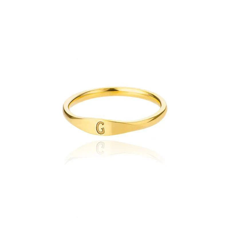 Delicate Slim Initial Letter Ring
