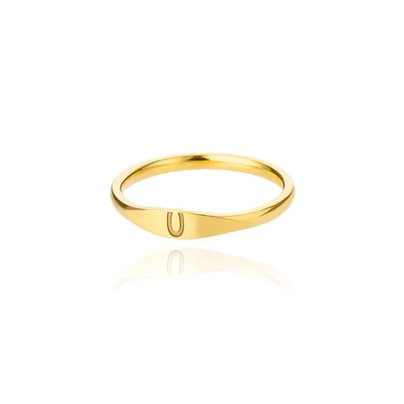 Delicate Slim Initial Letter Ring