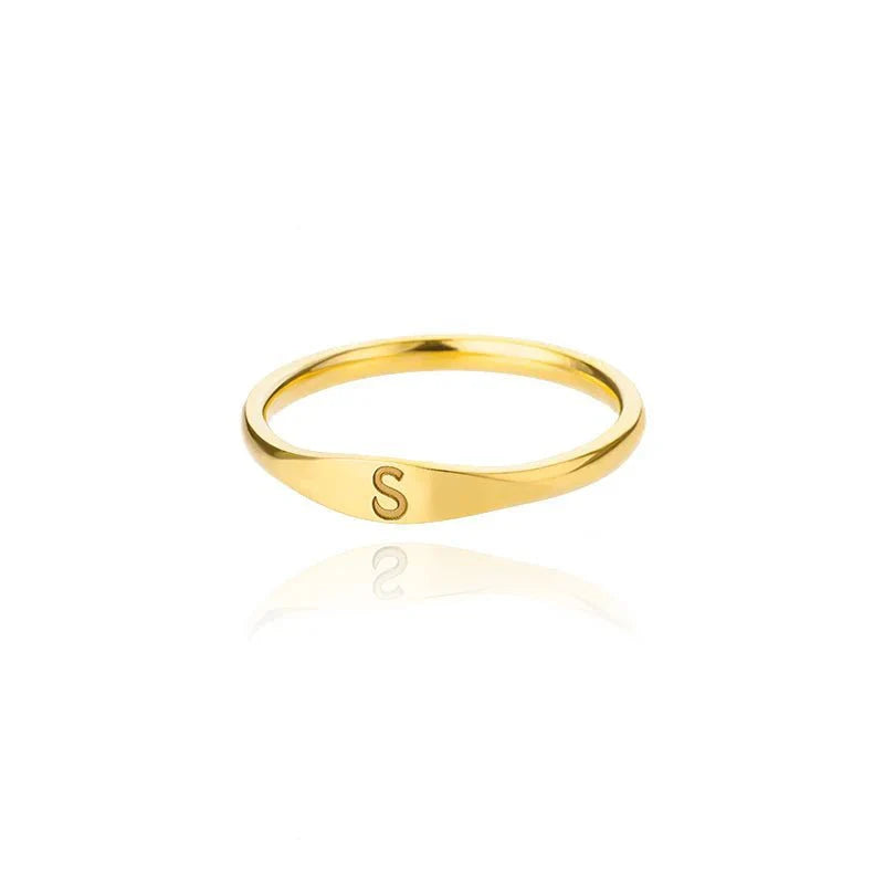 Delicate Slim Initial Letter Ring