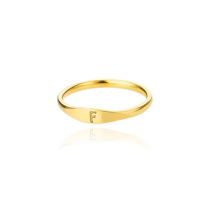 Delicate Slim Initial Letter Ring