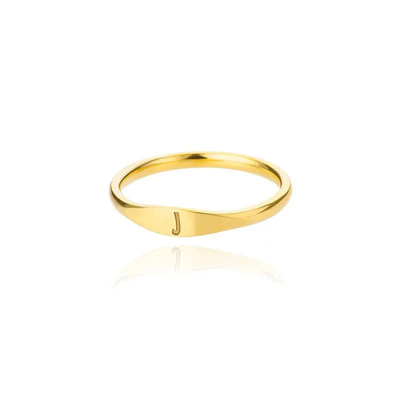 Delicate Slim Initial Letter Ring