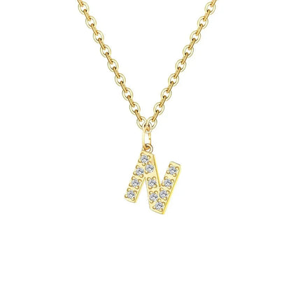Delicate CZ Initial Pendant Chain Necklace