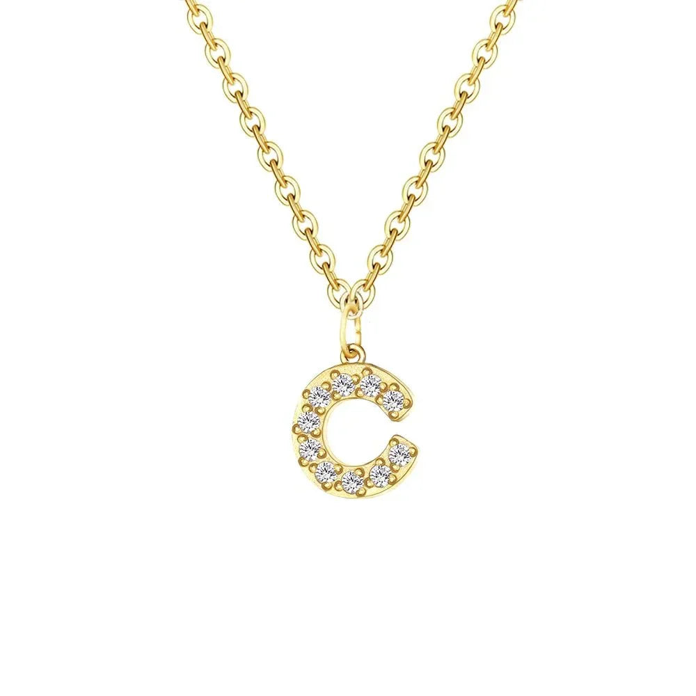 Delicate CZ Initial Pendant Chain Necklace