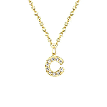 Delicate CZ Initial Pendant Chain Necklace