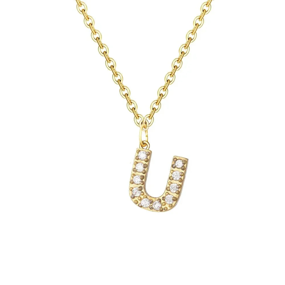 Delicate CZ Initial Pendant Chain Necklace
